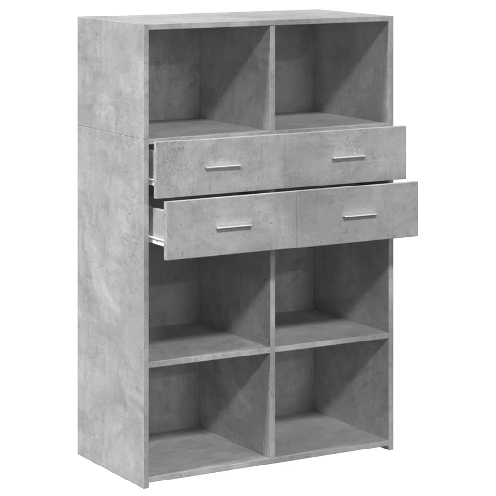 Hylle betonggrå 80x42,5x124 cm konstruert tre