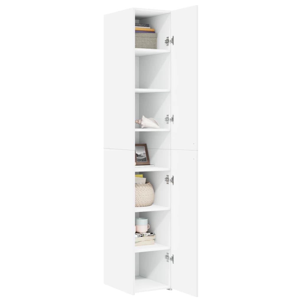 Hylle hvit 30x42,5x185 cm konstruert tre