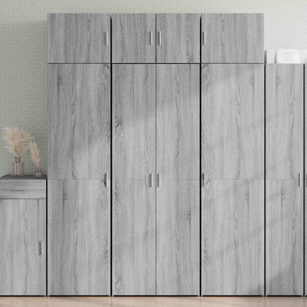 Highboard grå sonoma 70x42,5x185 cm konstruert tre
