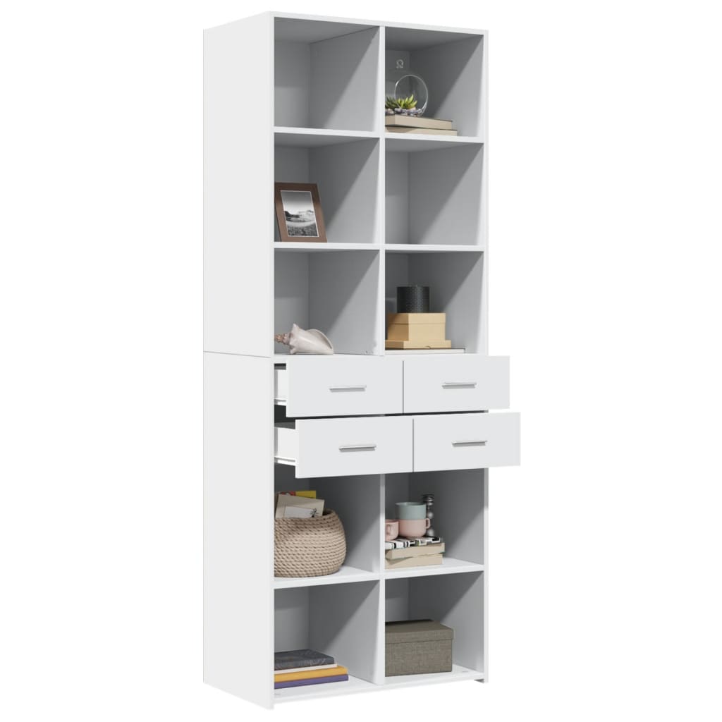 Highboard hvit 70x42,5x185 cm konstruert tre
