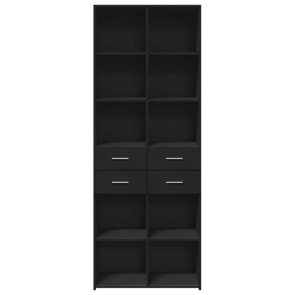 Highboard svart 70x42,5x185 cm konstruert tre