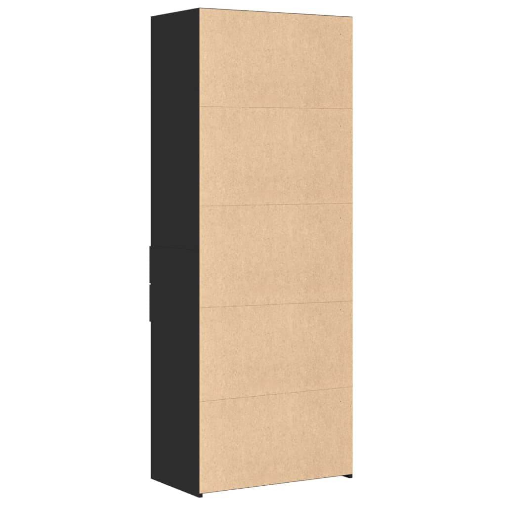 Highboard svart 70x42,5x185 cm konstruert tre