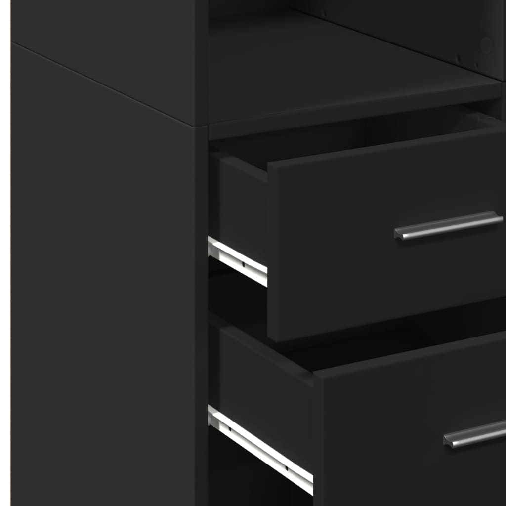 Highboard svart 70x42,5x185 cm konstruert tre