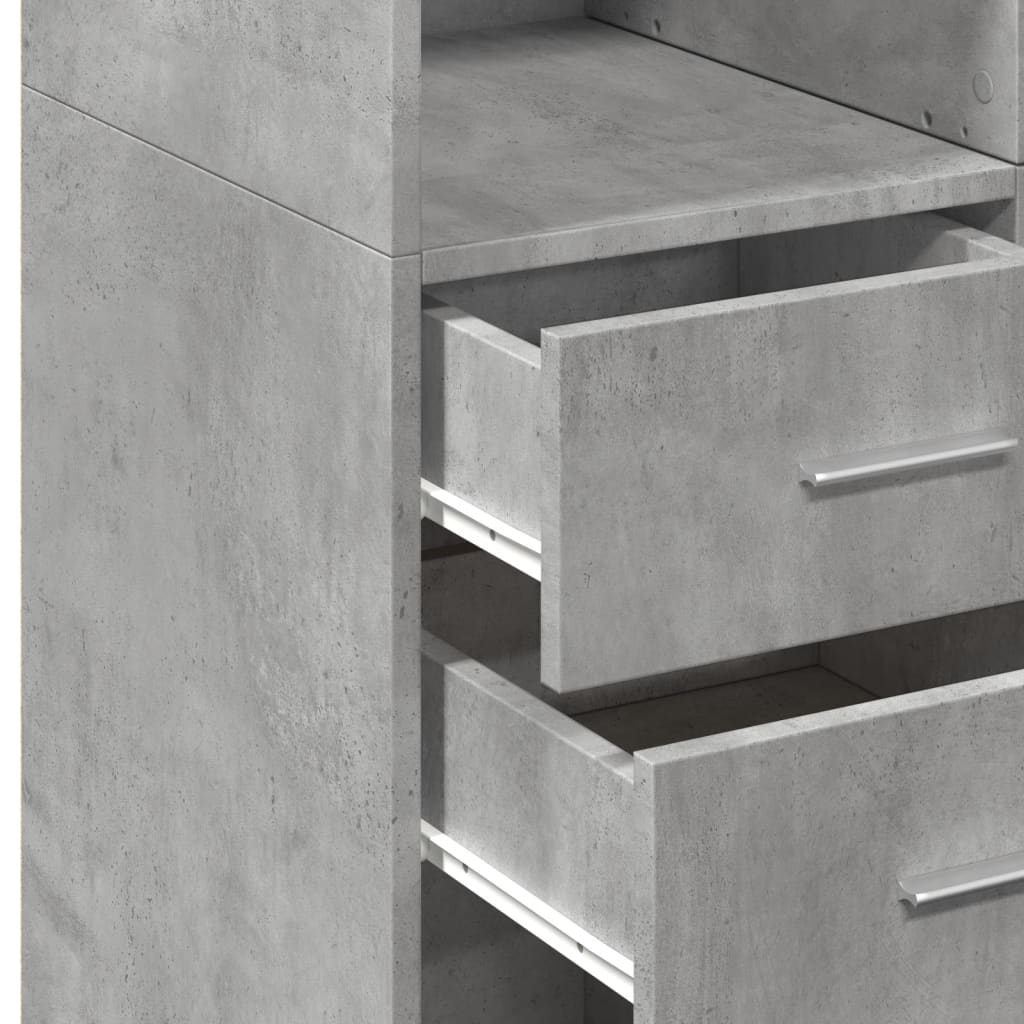 Highboard betonggrå 70x42,5x185 cm konstruert tre
