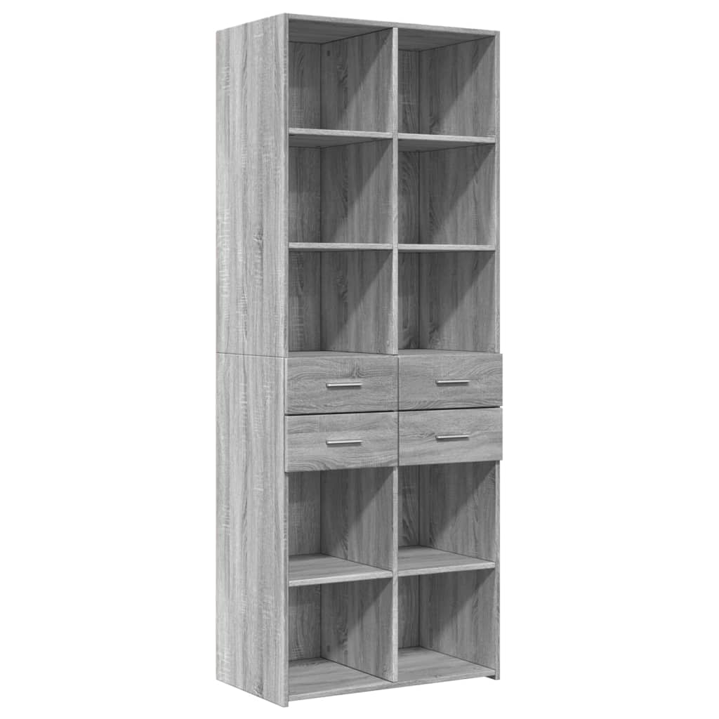 Highboard grå sonoma 70x42,5x185 cm konstruert tre