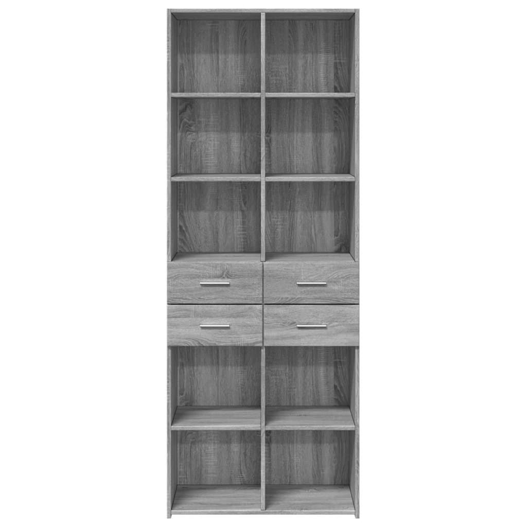 Highboard grå sonoma 70x42,5x185 cm konstruert tre