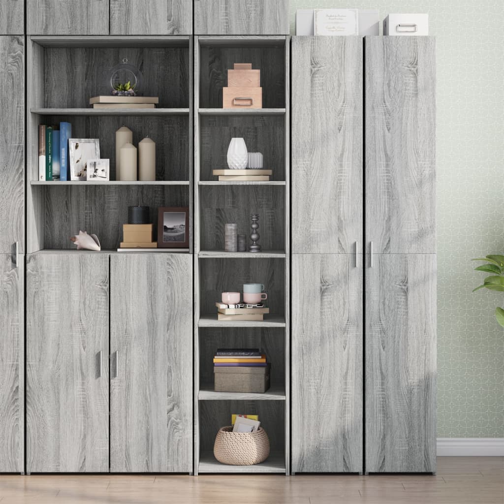 Highboard betonggrå 40x41x185 cm konstruert tre