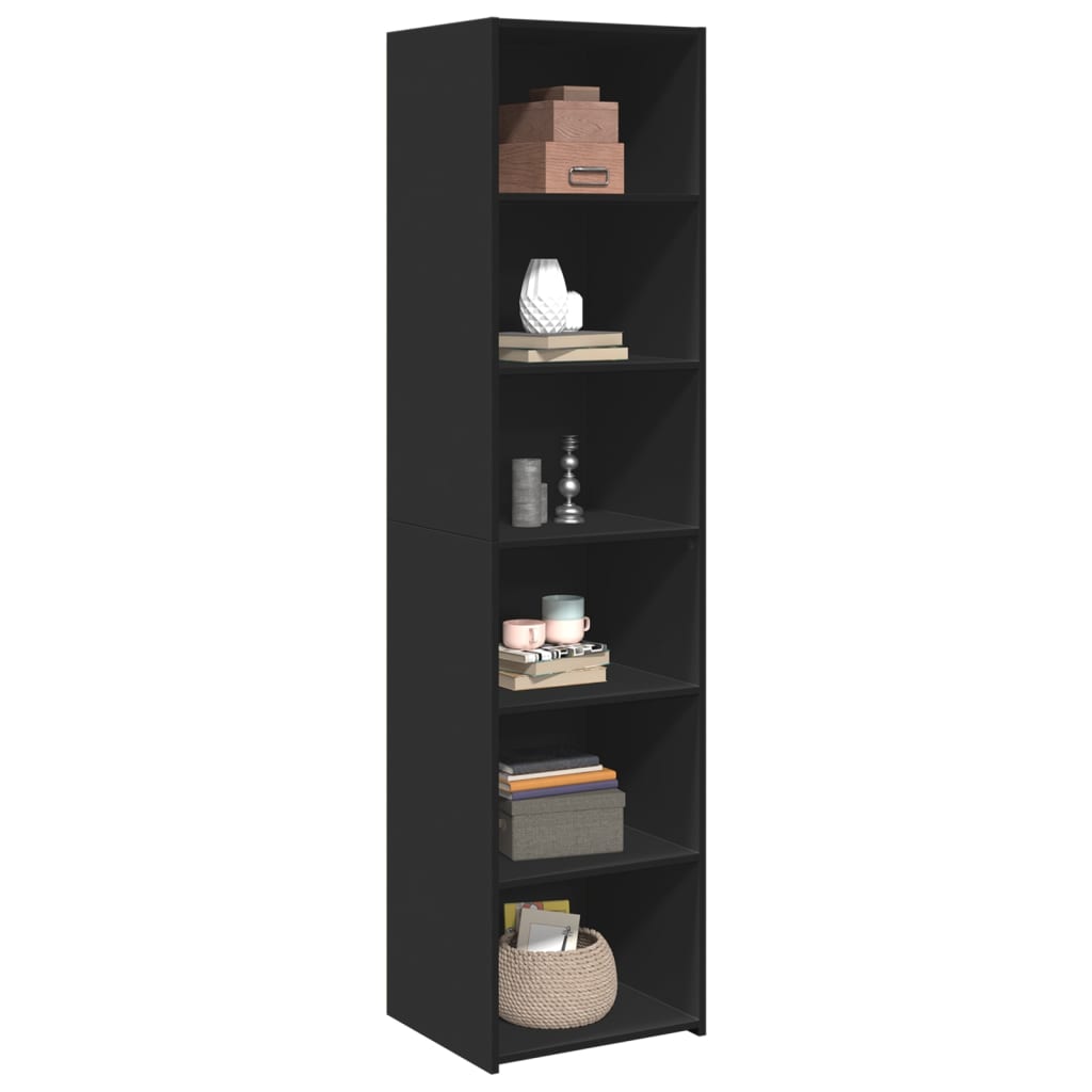 Highboard svart 45x41x185 cm konstruert tre