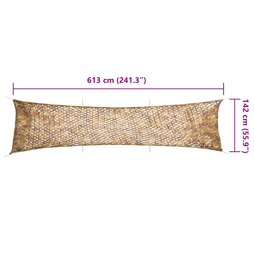 Kamuflasjenett med oppbevaringspose 613x138 cm sand