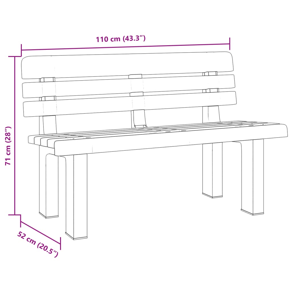 Hagebenk grønn 110x52x71 cm polypropylen