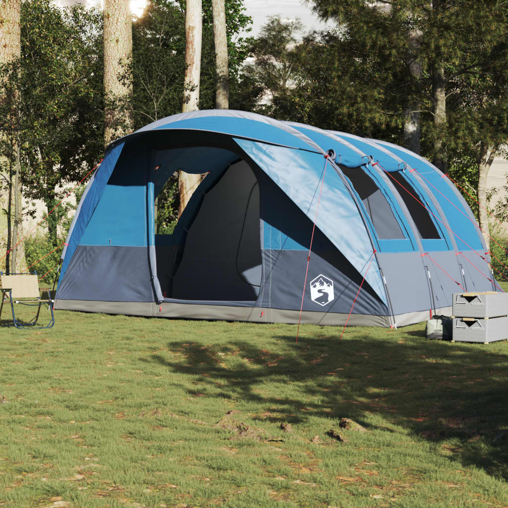 Tunneltelt for camping 5 personer blå vanntett