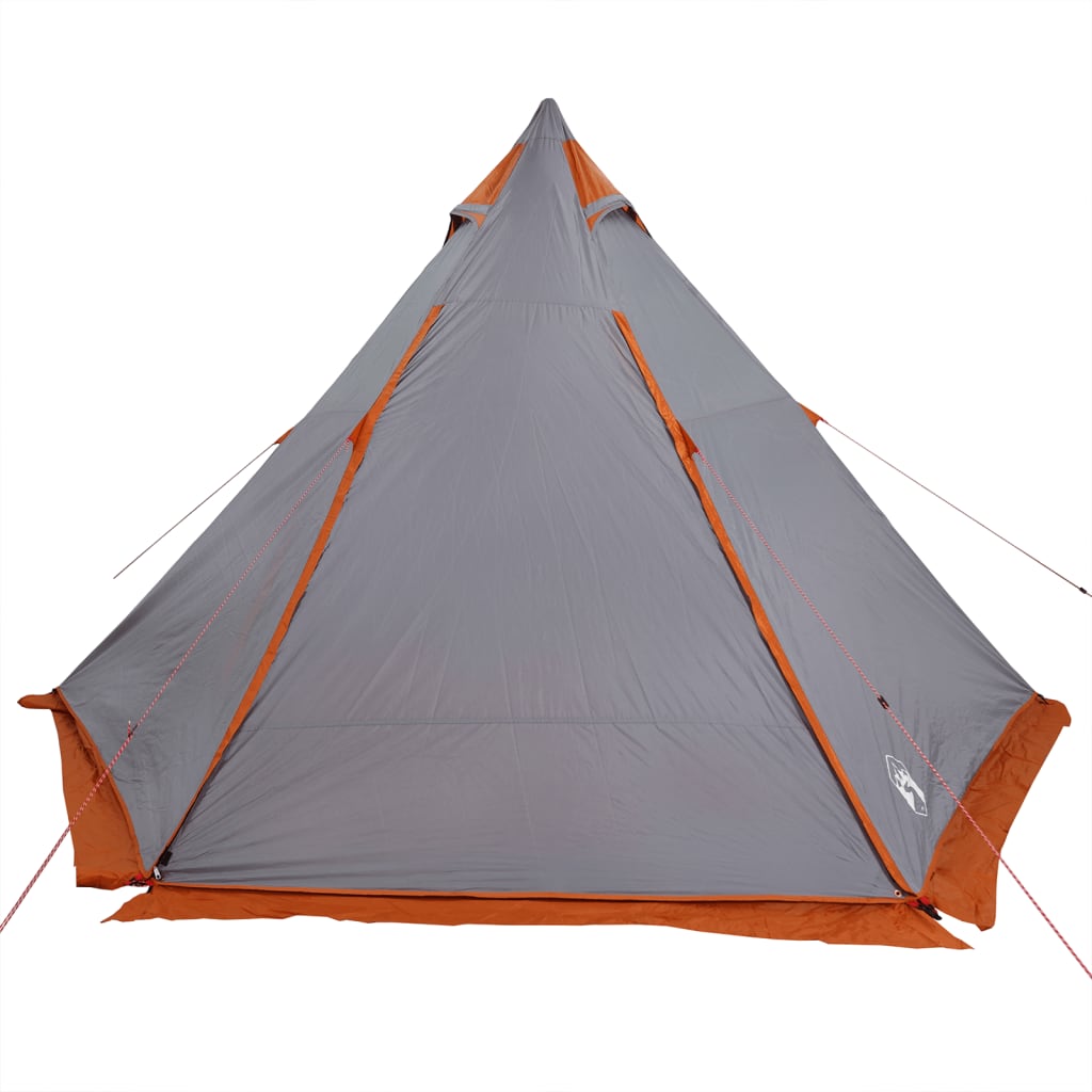 Familietelt tipi for 6 personer grå og oransje vanntett