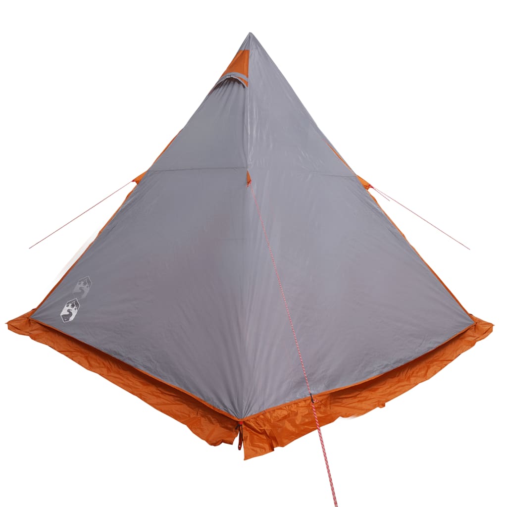 Familietelt tipi for 6 personer grå og oransje vanntett
