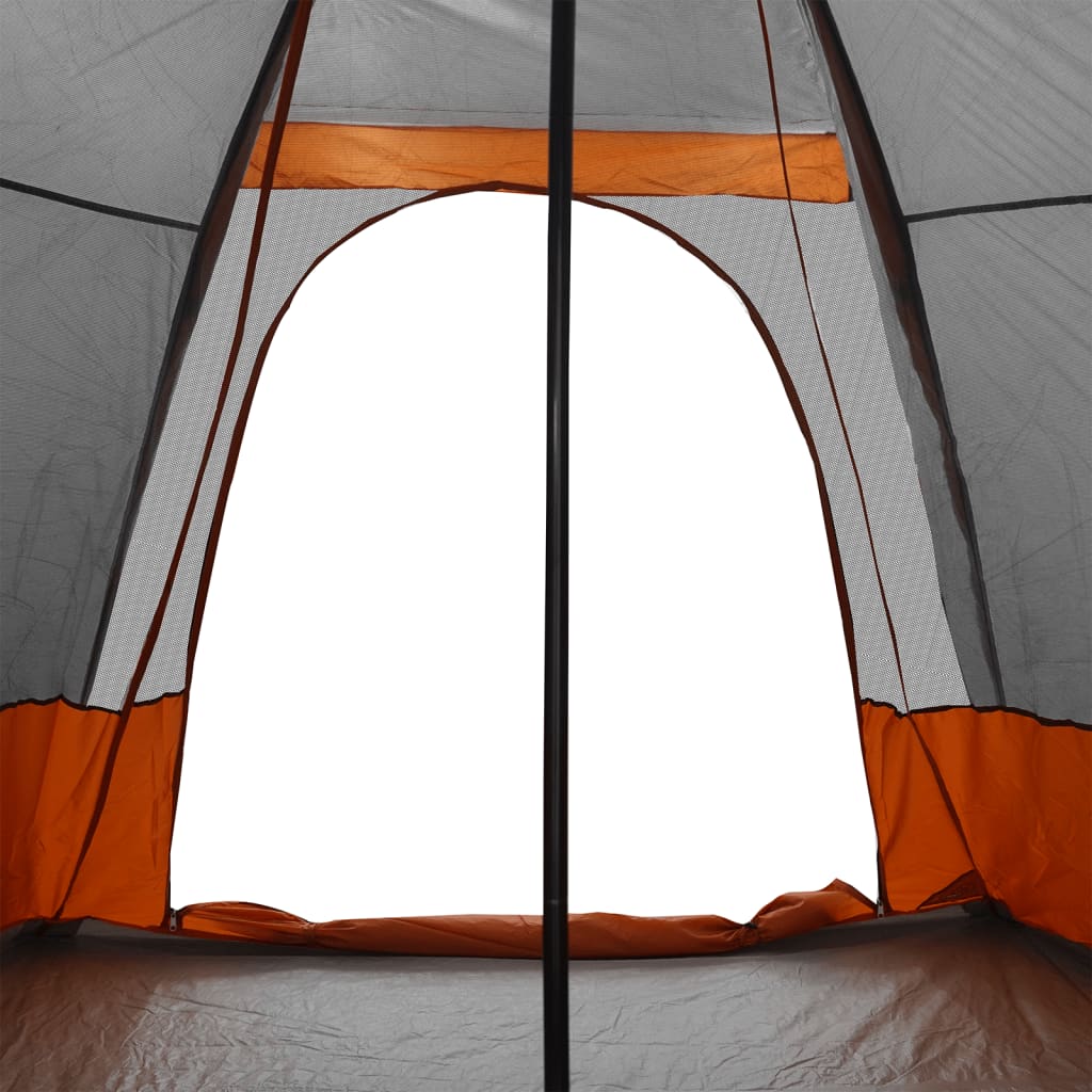 Familietelt tipi for 6 personer grå og oransje vanntett