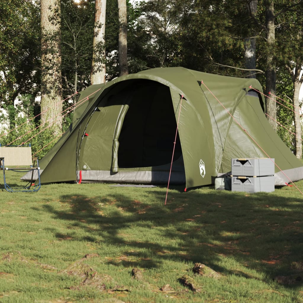 Kuppeltelt for camping 6 personer olivengrønn vanntett