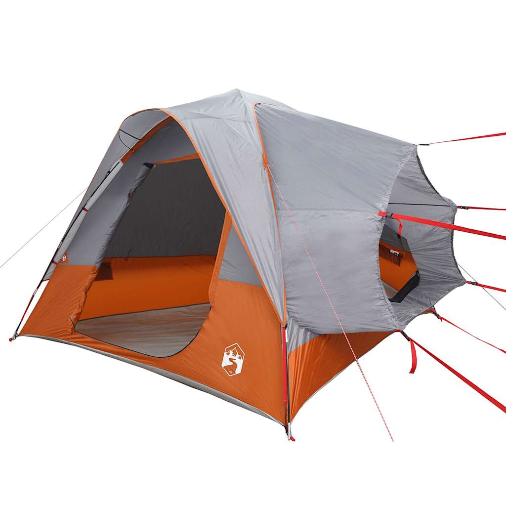 Campingtelt 4 personer grå og oransje vanntett vidaXL