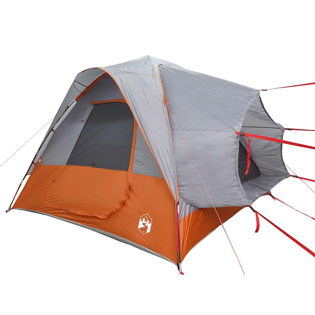 Campingtelt 4 personer grå og oransje vanntett vidaXL
