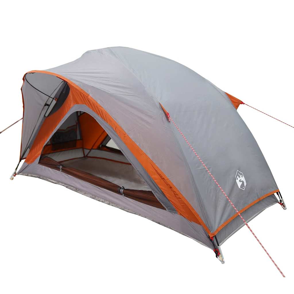 Campingtelt 1 person grå og oransje vanntett