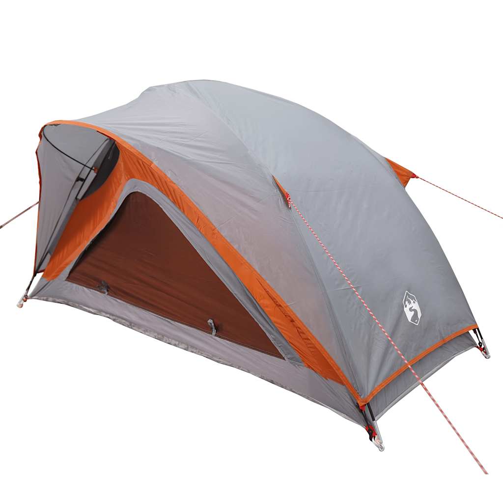 Campingtelt 1 person grå og oransje vanntett