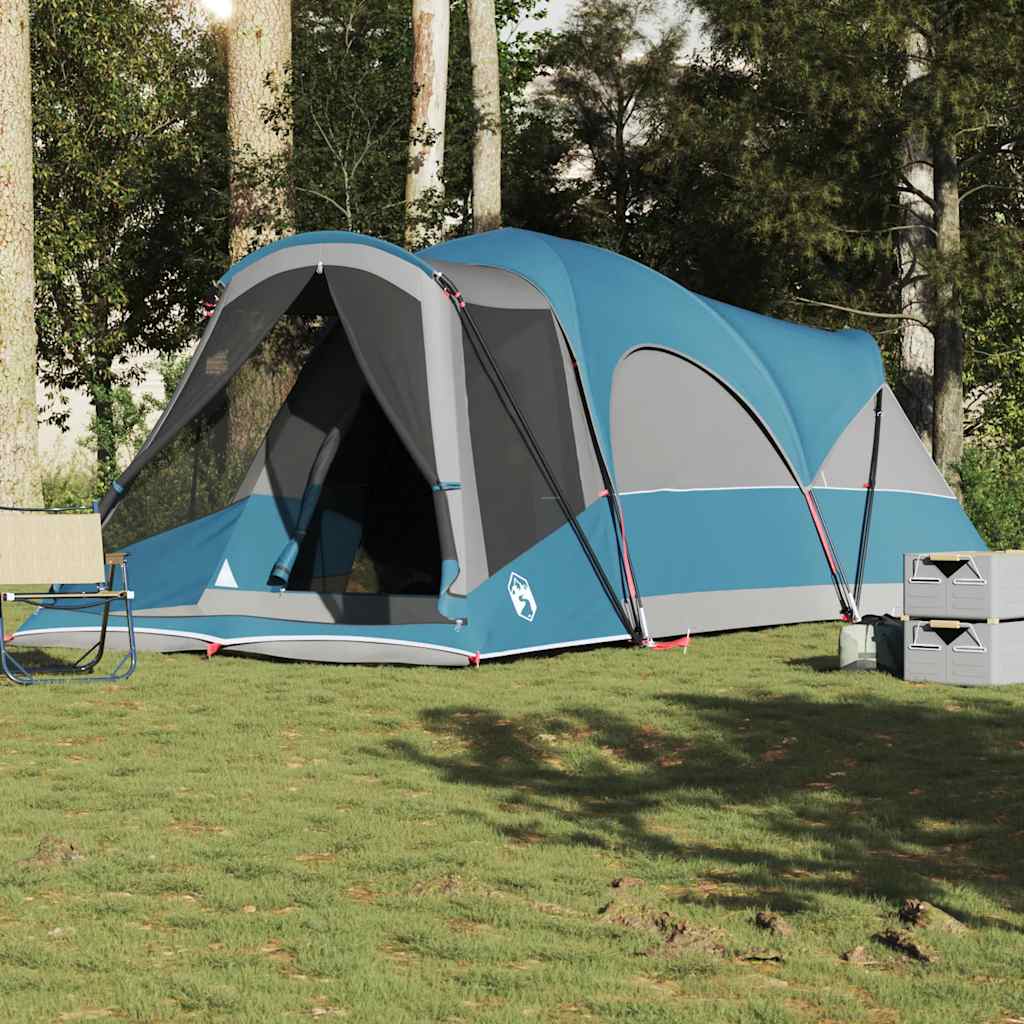Tunneltelt for camping 8 personer blå vanntett