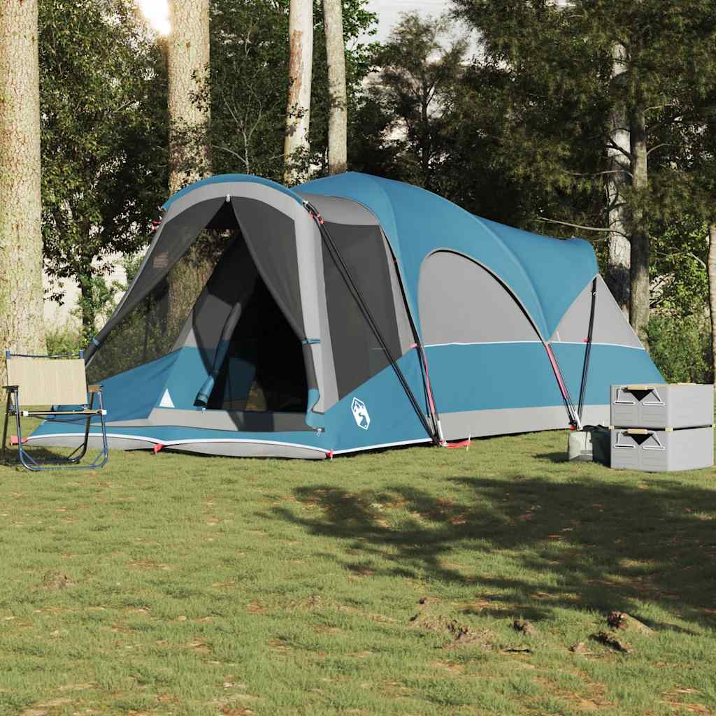 Tunneltelt for camping 8 personer blå vanntett