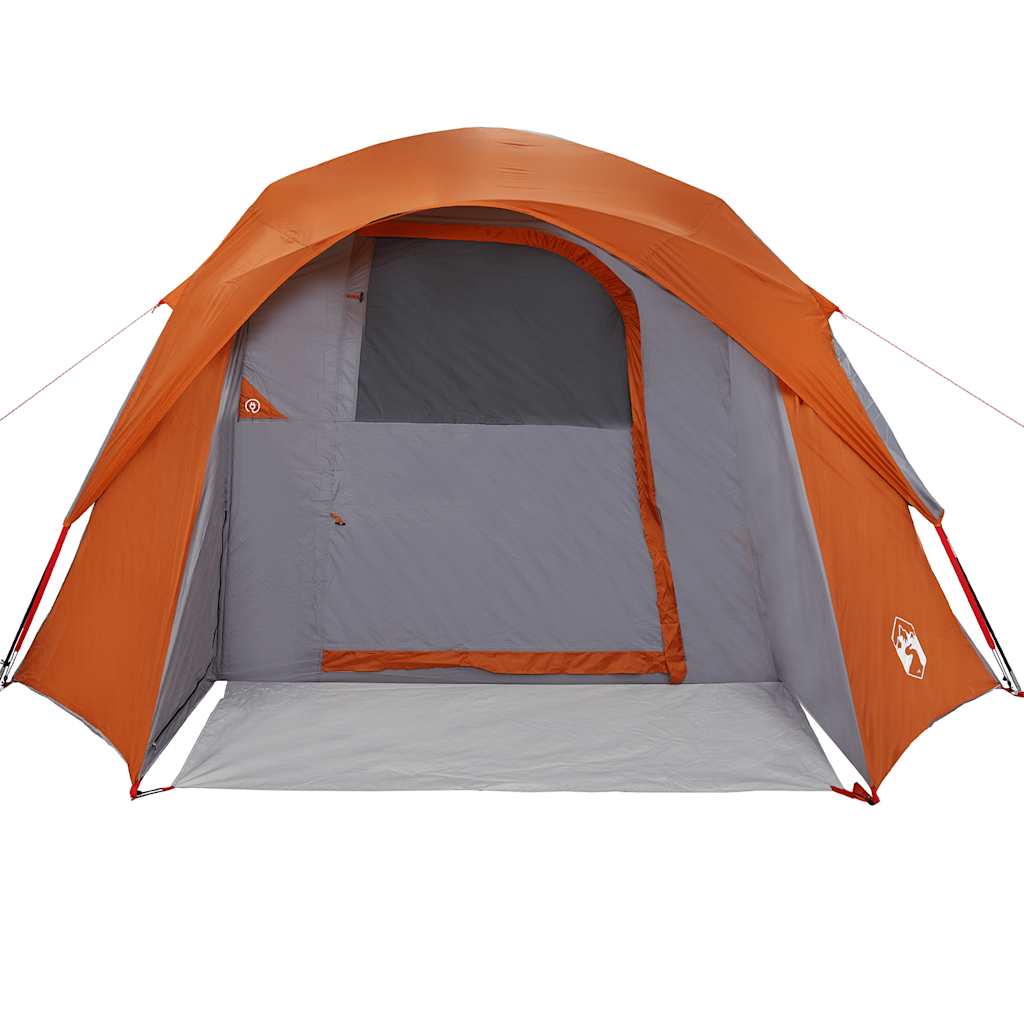 Campingtelt 4 personer grå og oransje vanntett
