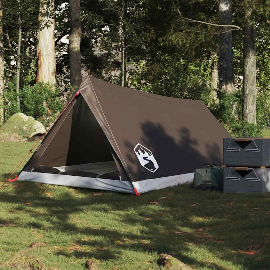 Campingtelt 2 personer brun vanntett vidaXL