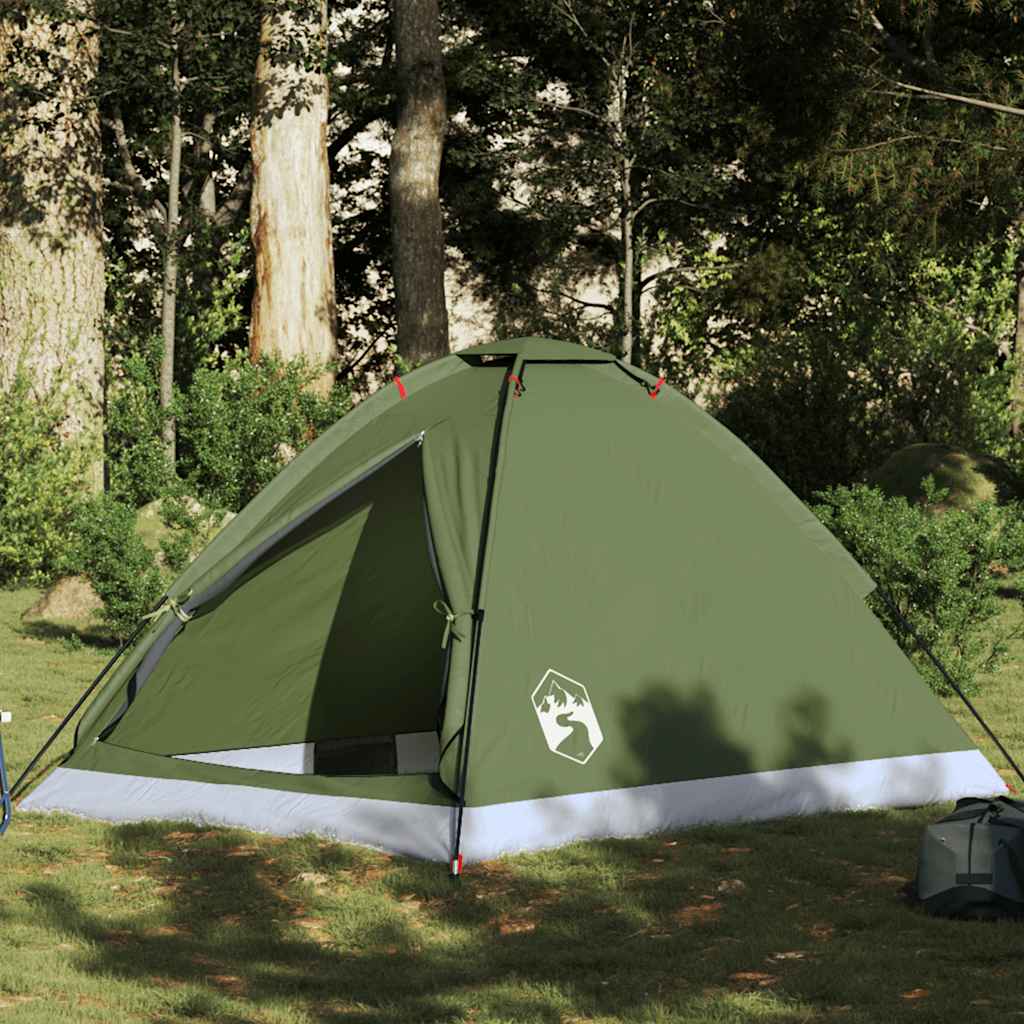 Kuppeltelt for camping 2 personer olivengrønn vanntett