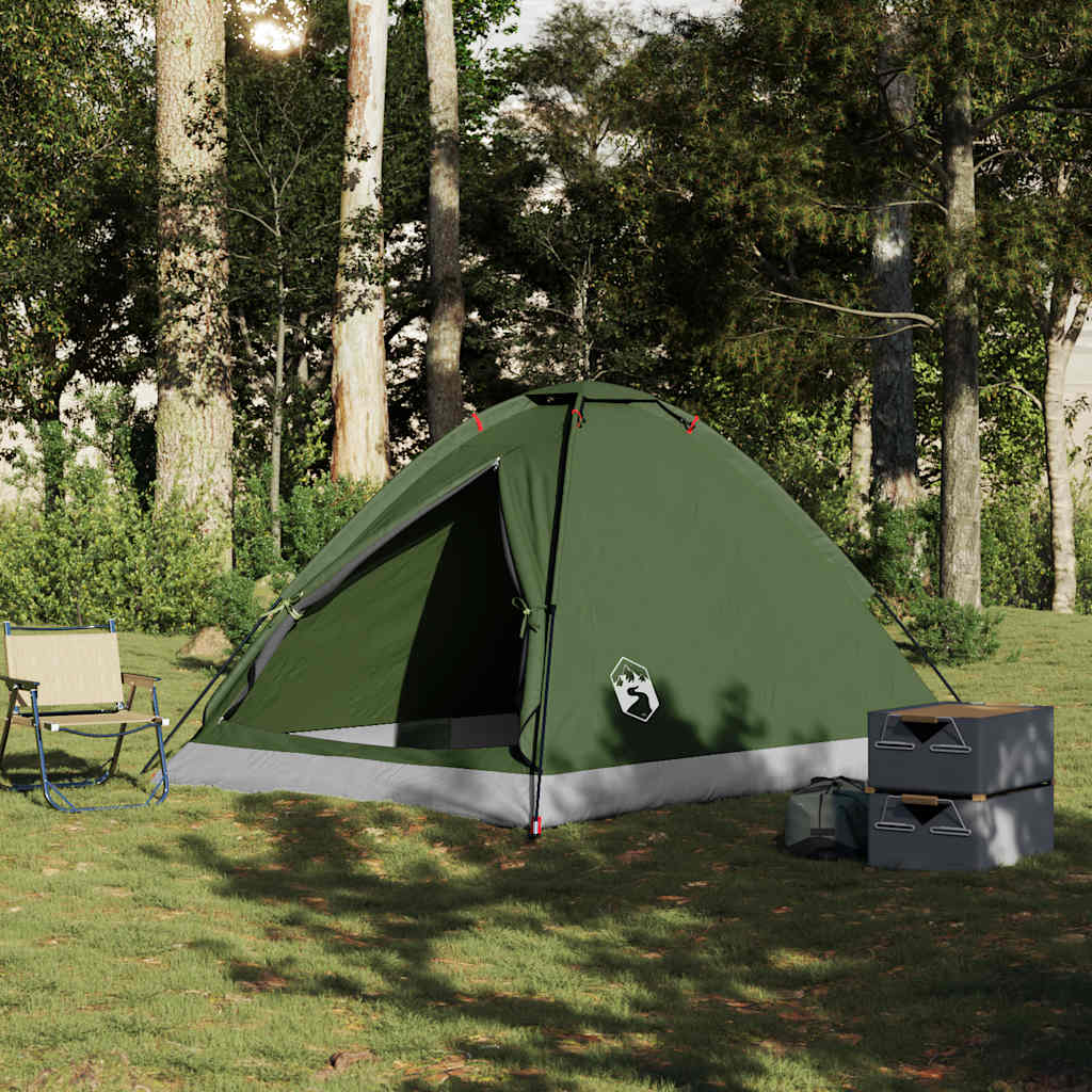 Kuppeltelt for camping 4 personer olivengrønn vanntett