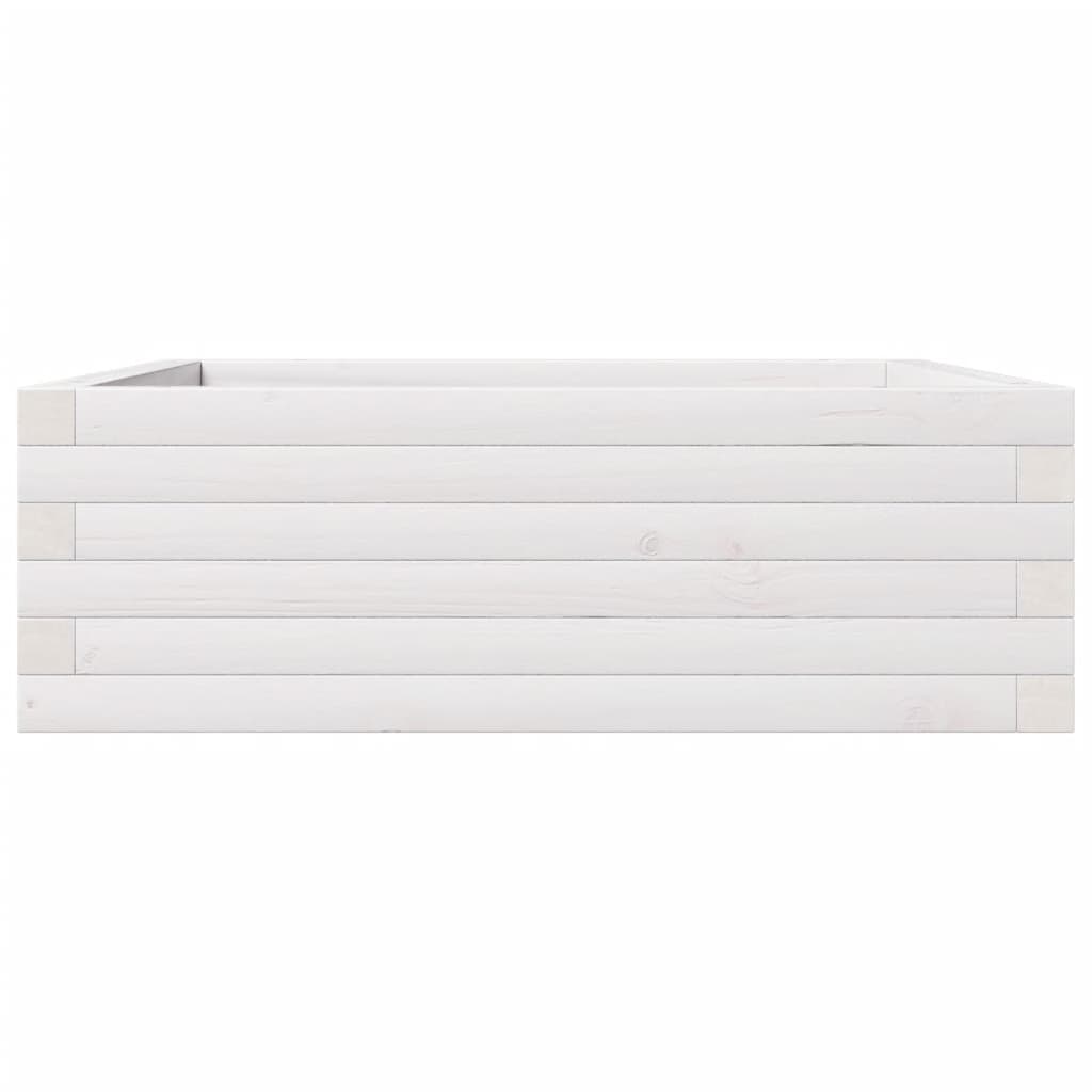 Plantekasse hvit 70x70x23 cm heltre furu