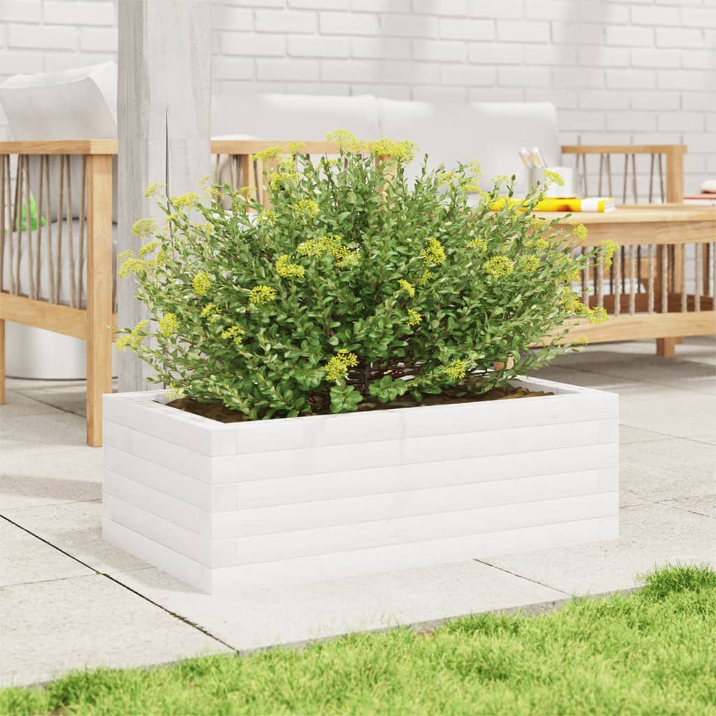 Plantekasse hvit 70x40x23 cm heltre furu