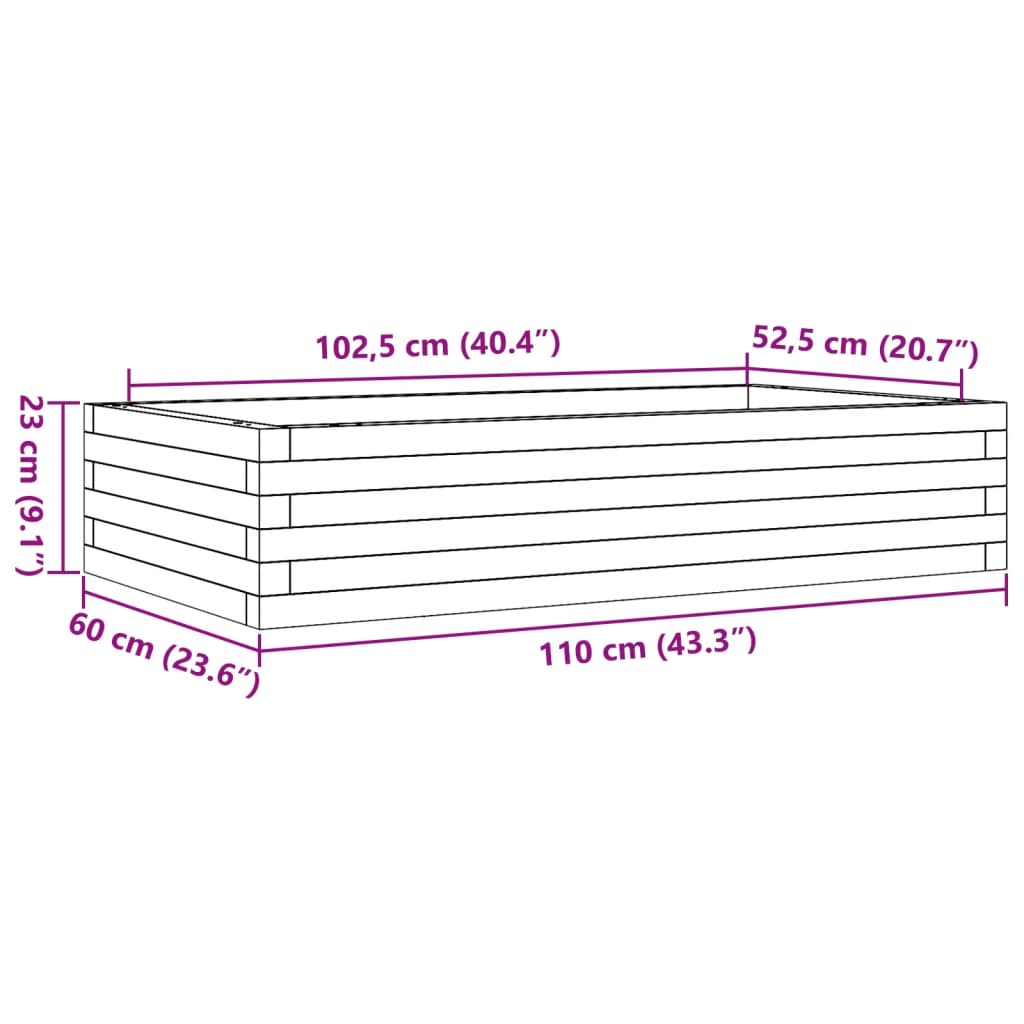 Plantekasse voksbrun 110x60x23 cm heltre furu