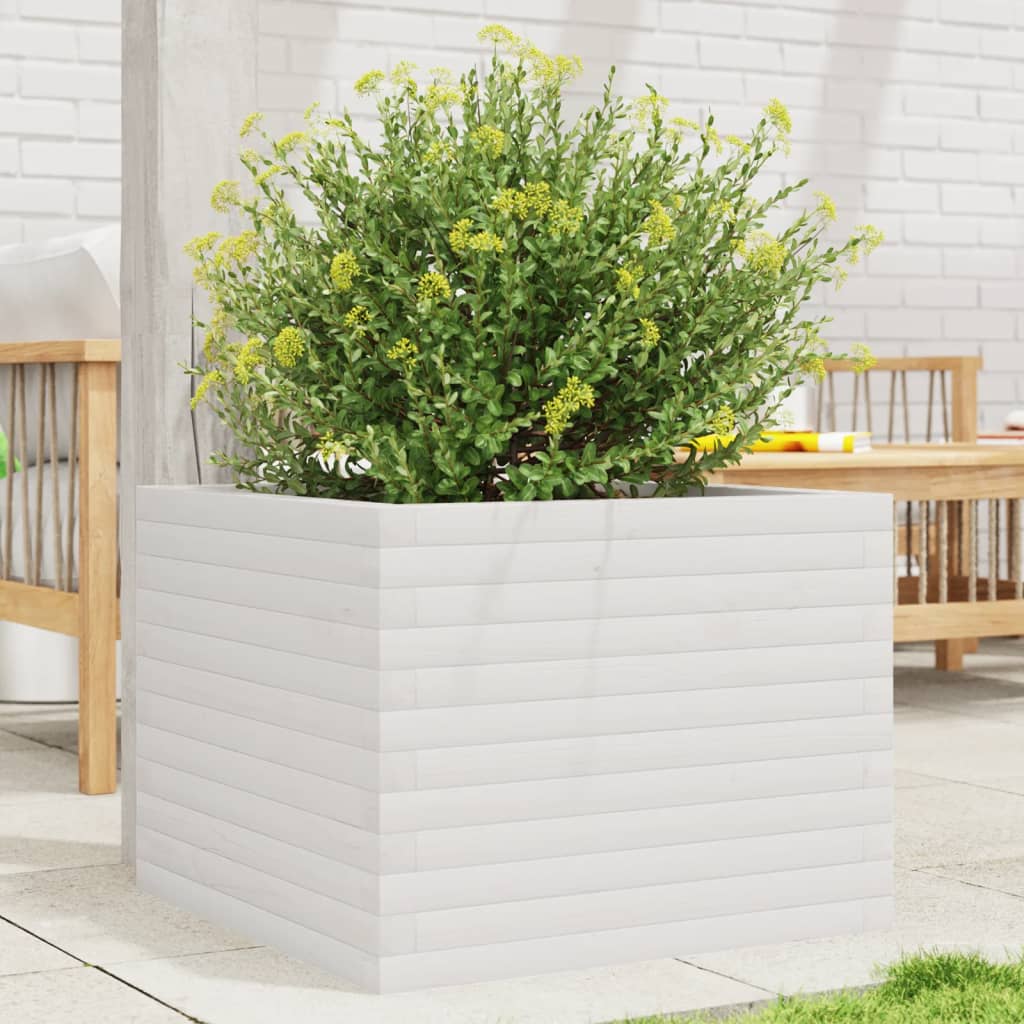 Plantekasse hvit 60x60x45,5 cm heltre furu