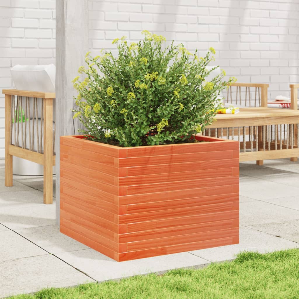 Plantekasse voksbrun 60x60x45,5 cm heltre furu