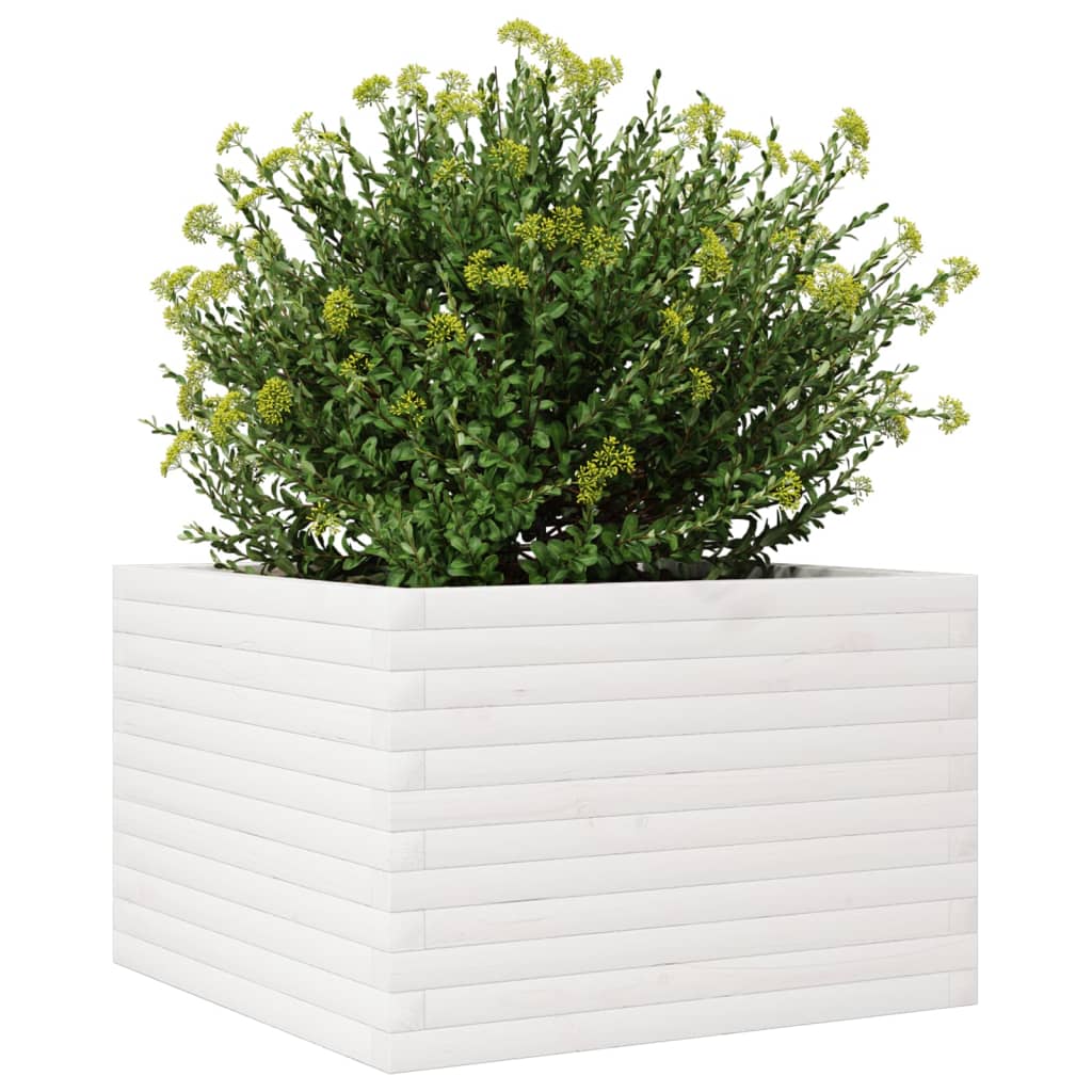 Plantekasse hvit 70x70x45,5 cm heltre furu
