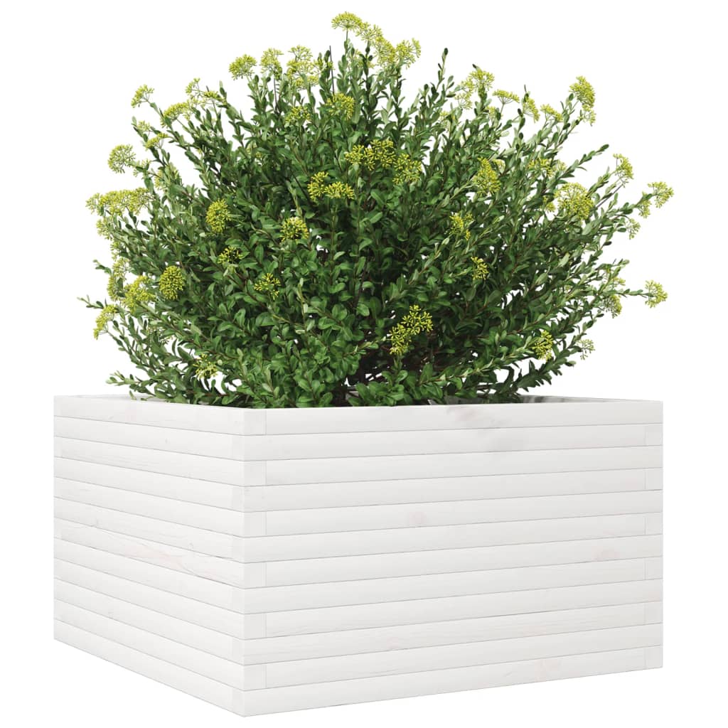 Plantekasse hvit 80x80x45,5 cm heltre furu