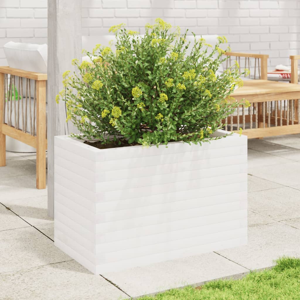 Plantekasse hvit 70x40x45,5 cm heltre furu