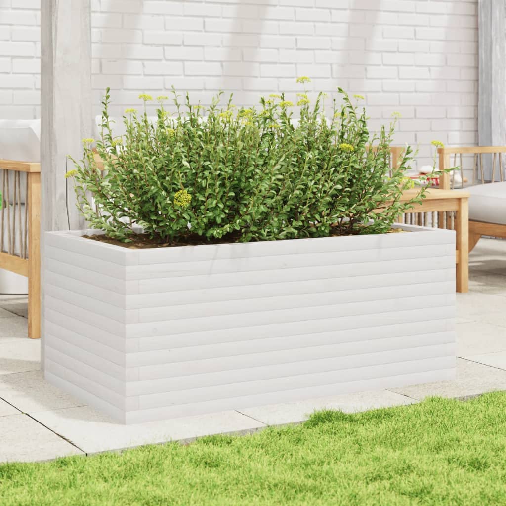 Plantekasse hvit 110x60x45,5 cm heltre furu