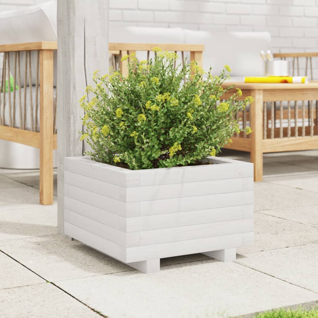 Plantekasse hvit 40x40x26,5 cm heltre furu