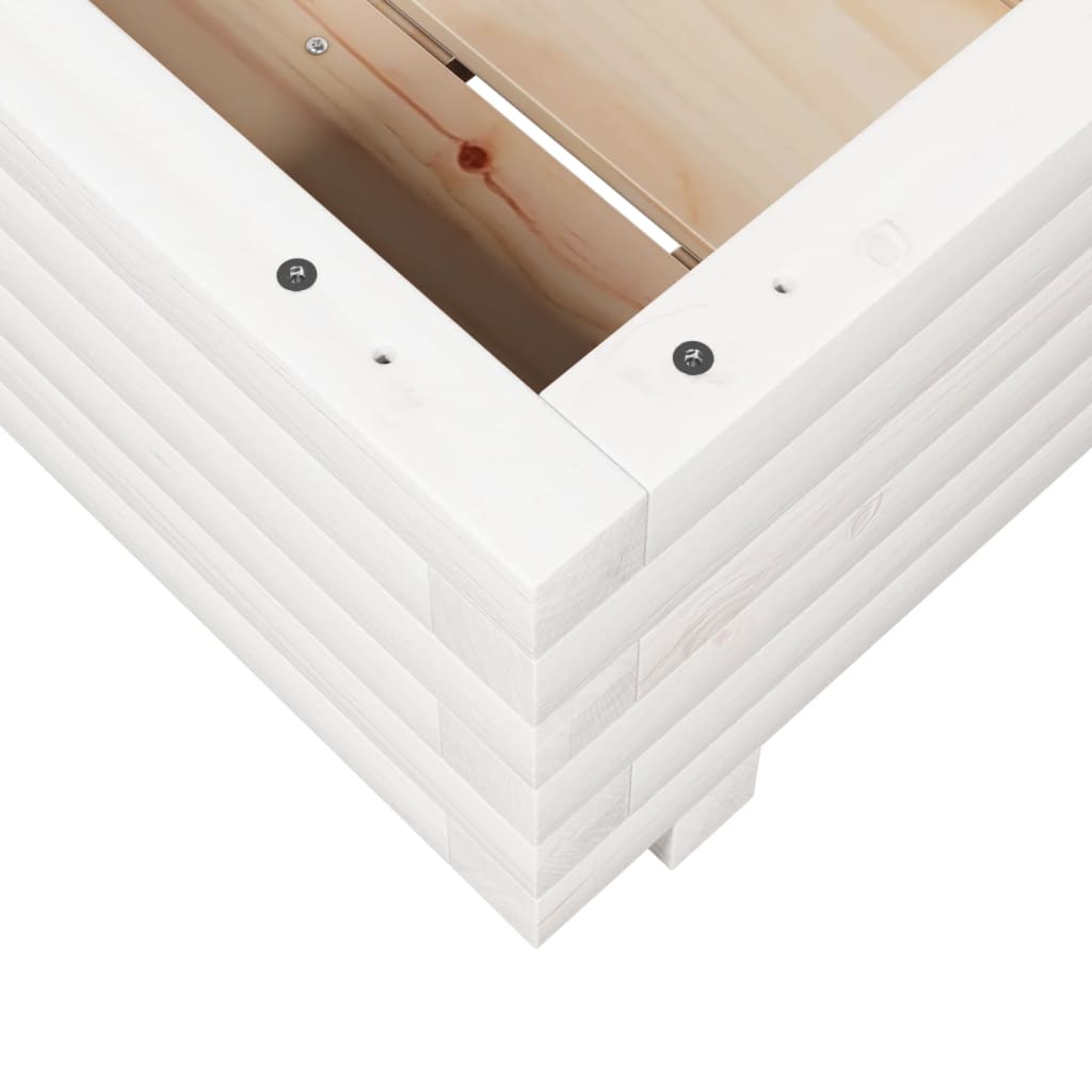 Plantekasse hvit 40x40x26,5 cm heltre furu