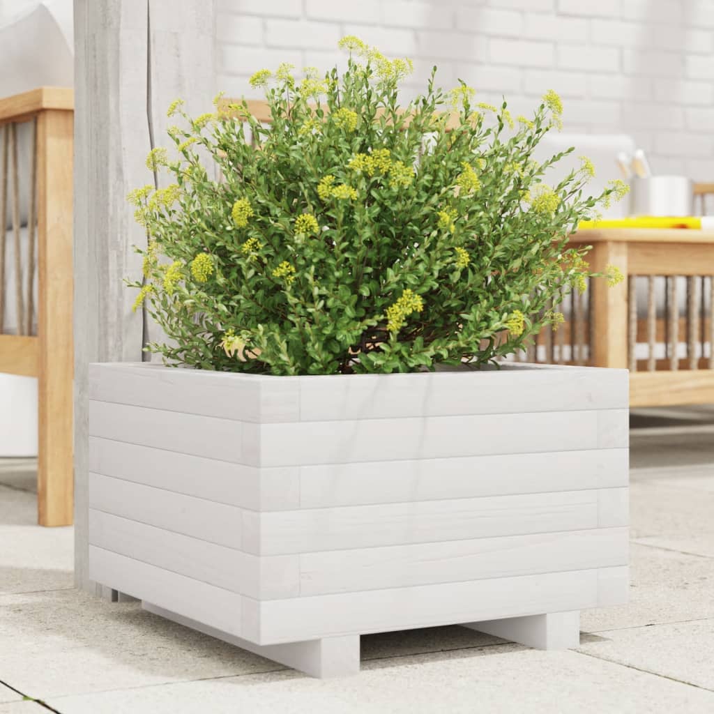 Plantekasse hvit 40x40x26,5 cm heltre furu