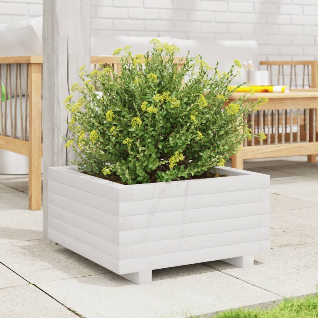Plantekasse hvit 50x50x26,5 cm heltre furu
