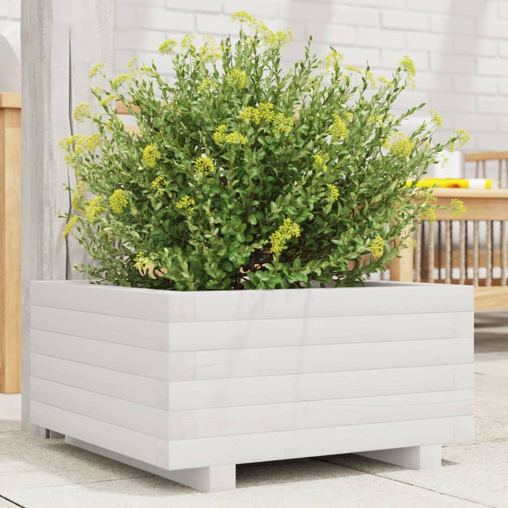 Plantekasse hvit 50x50x26,5 cm heltre furu