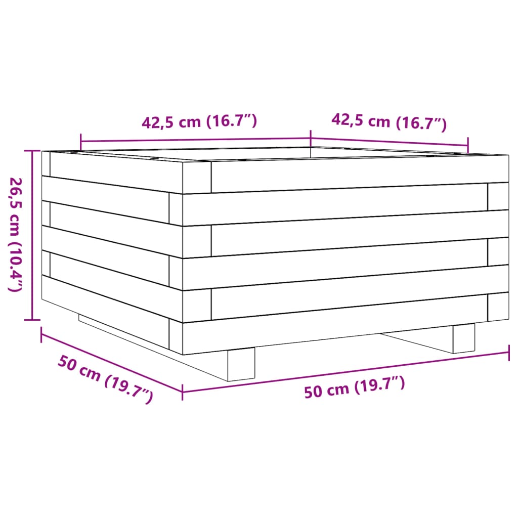 Plantekasse voksbrun 50x50x26,5 cm heltre furu