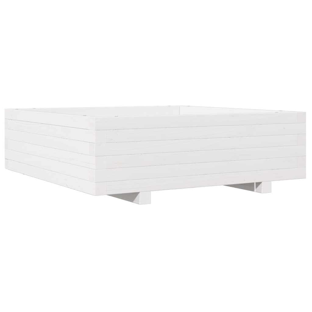 Plantekasse hvit 80x80x26,5 cm heltre furu