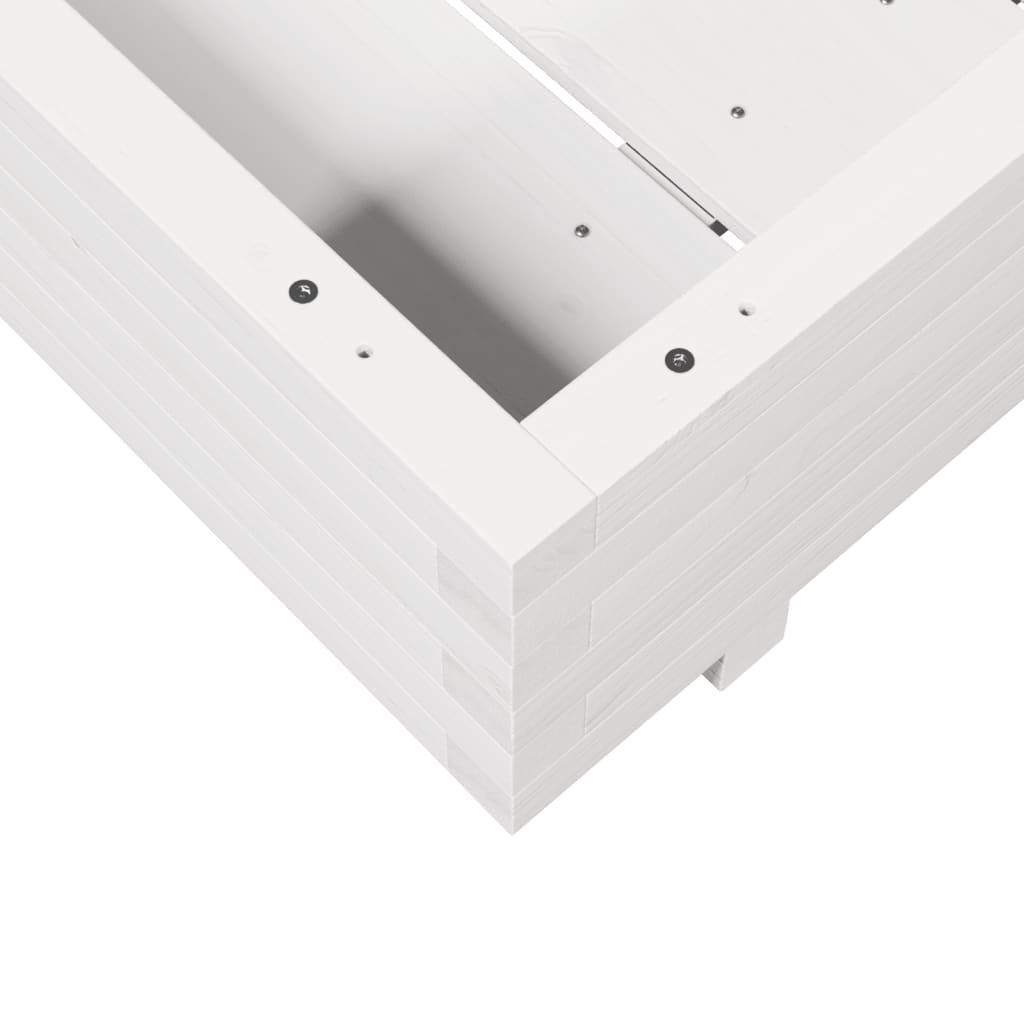 Plantekasse hvit 80x80x26,5 cm heltre furu