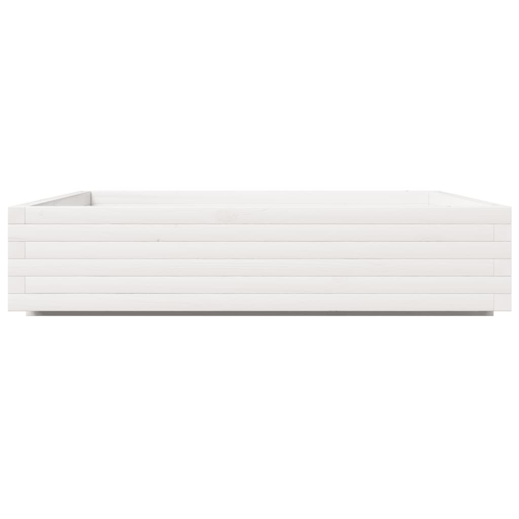 Plantekasse hvit 110x110x26,5 cm heltre furu