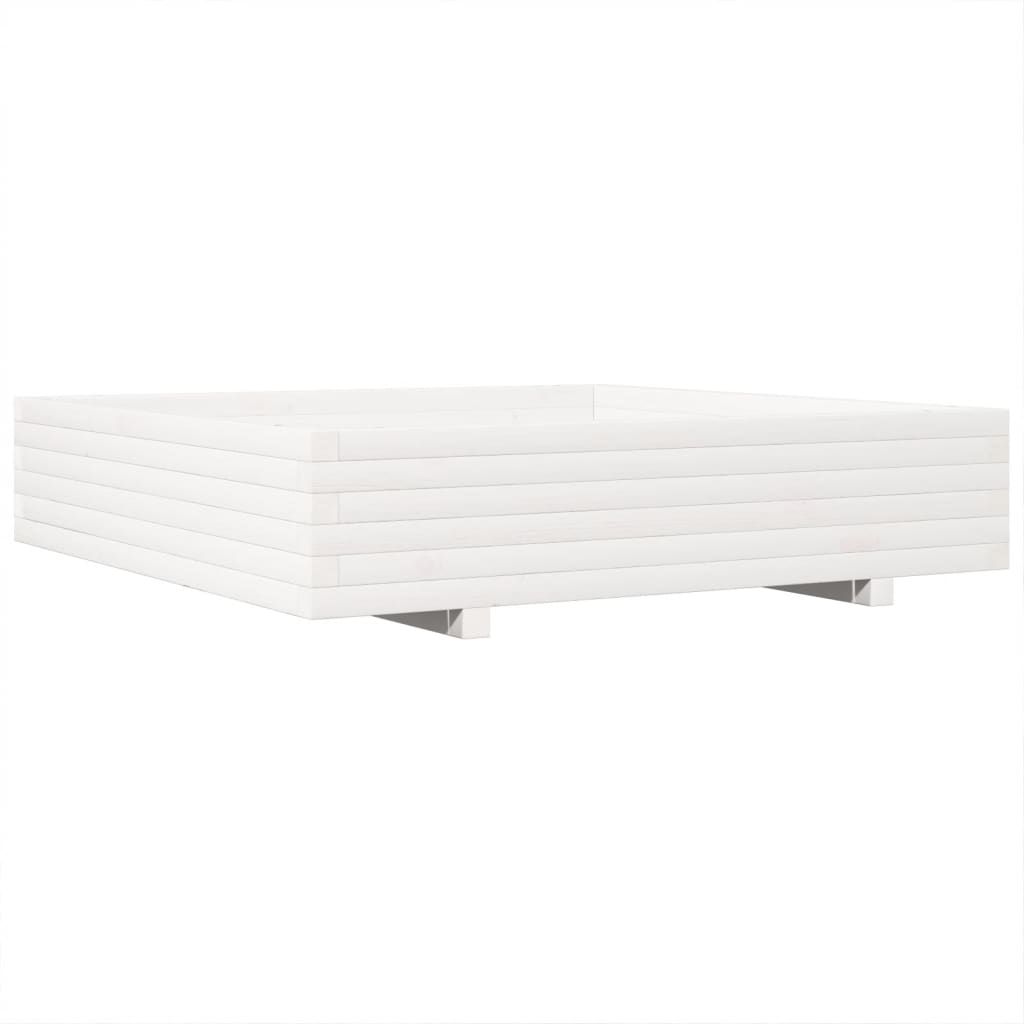 Plantekasse hvit 110x110x26,5 cm heltre furu