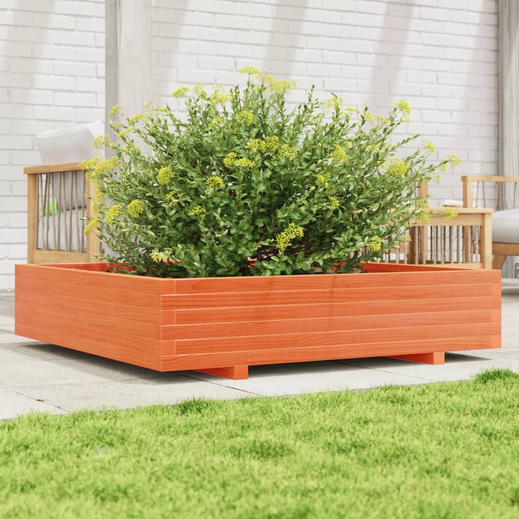 Plantekasse voksbrun 110x110x26,5 cm heltre furu