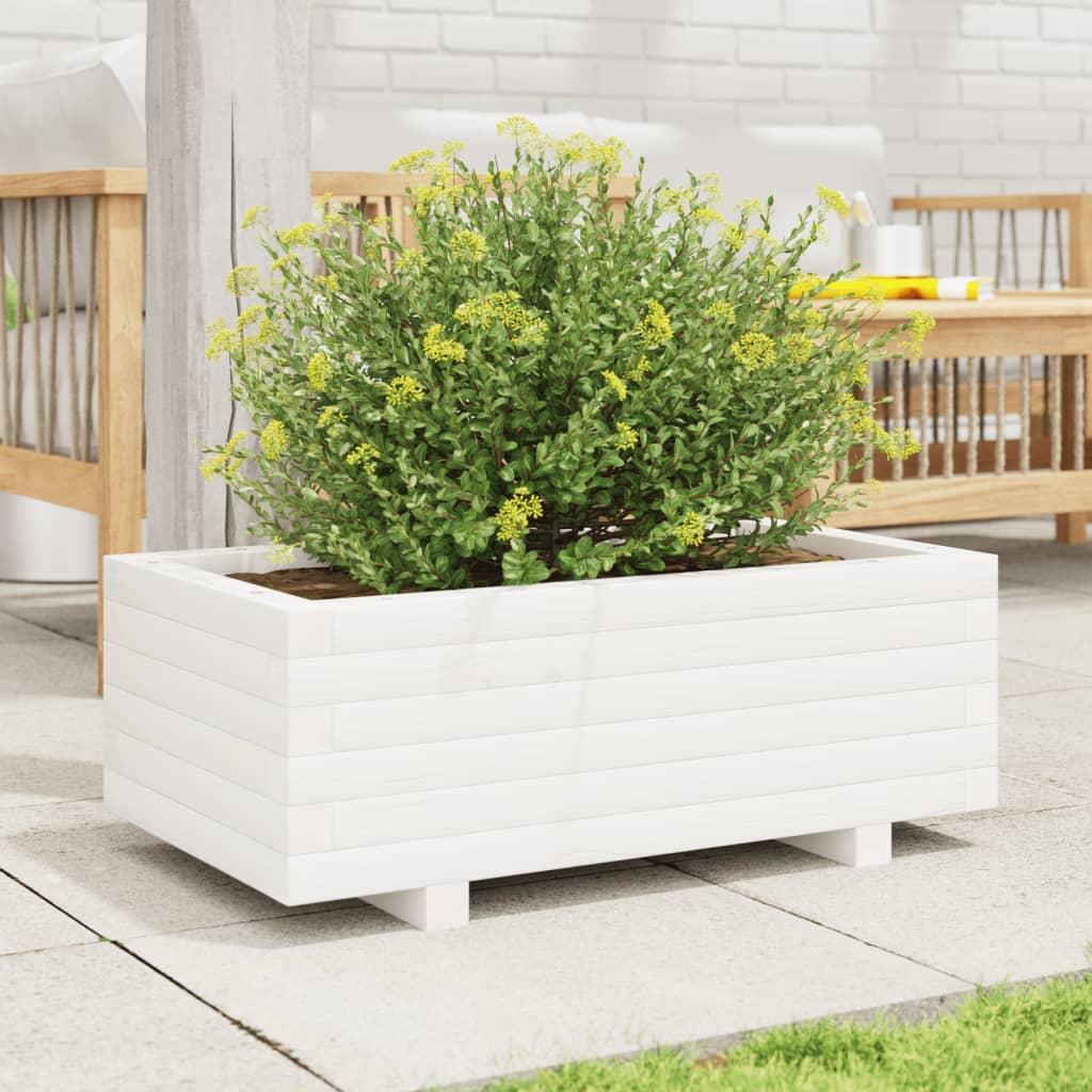 Plantekasse hvit 70x40x26,5 cm heltre furu